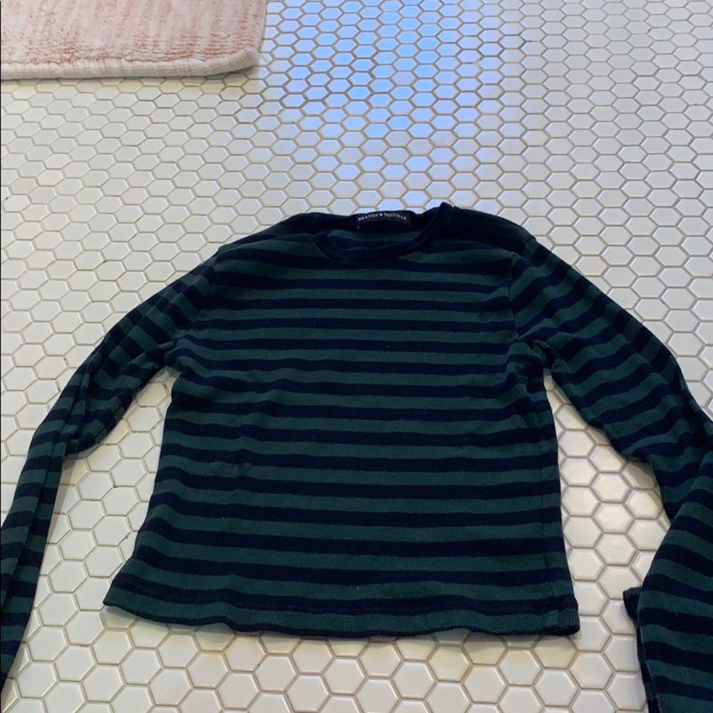 Brandy Melville blue and green long sleeve tee